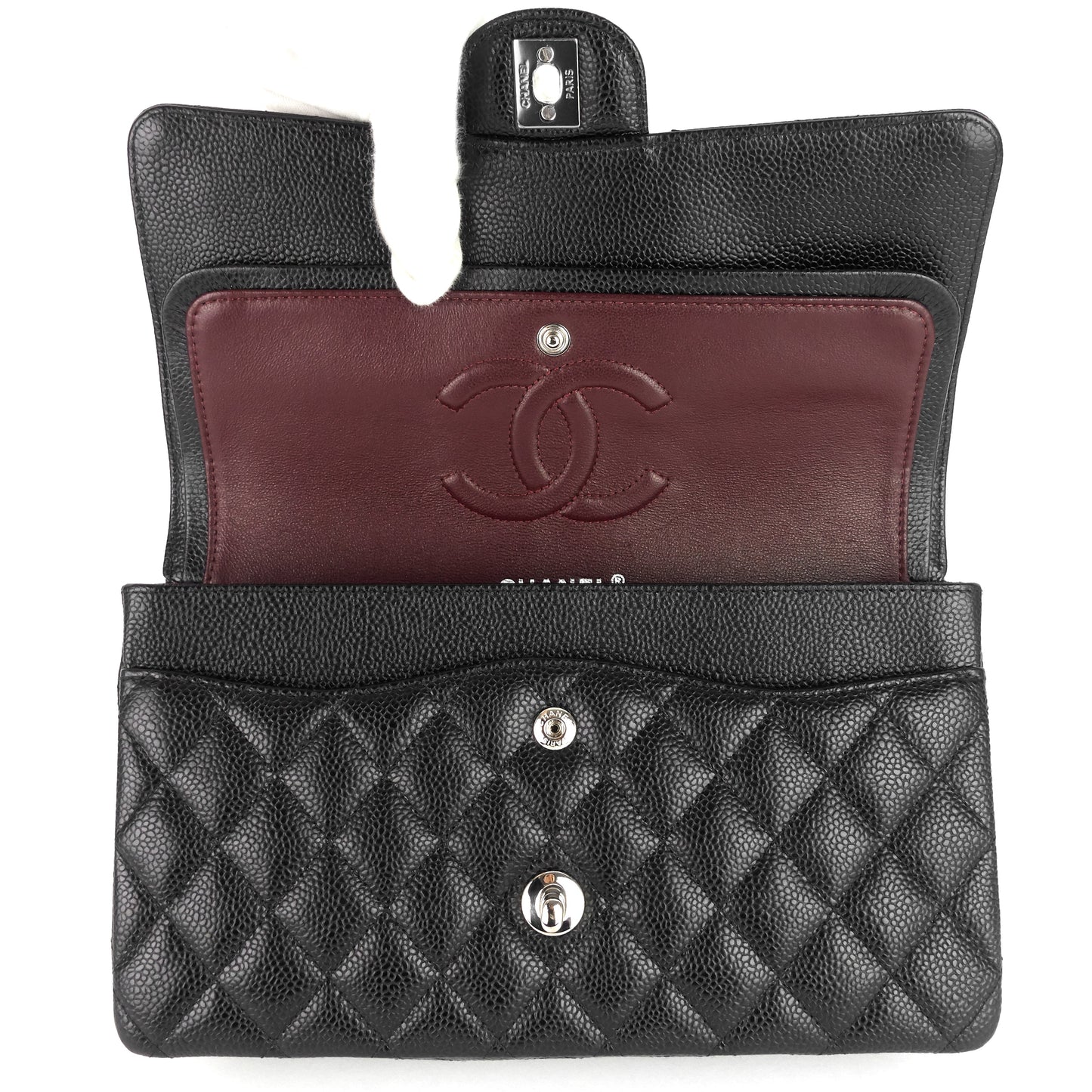 Chanel Double Flap Quilted Caviar Leather Bag