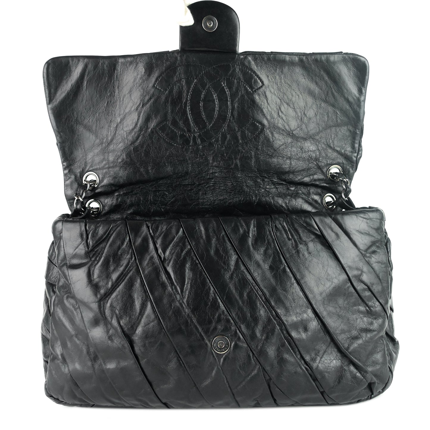 Chanel Twisted Flap Maxi Glazed Calfskin Leather Bag