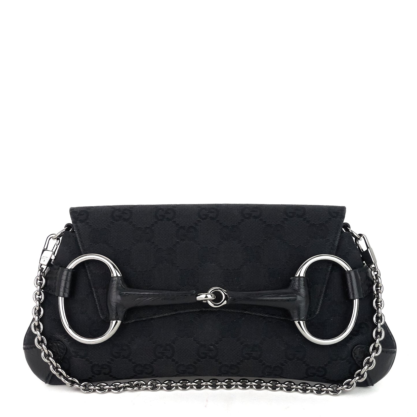 Gucci GG Canvas Horsebit Chain Clutch Bag