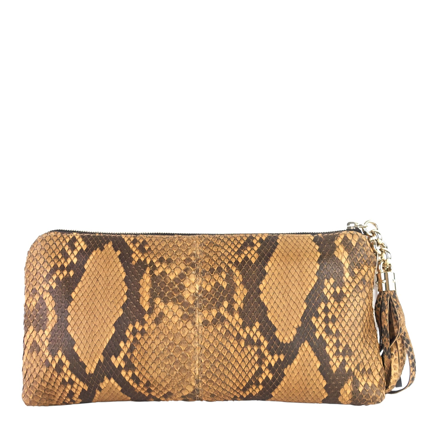Gucci Zipped Python Leather Clutch Bag