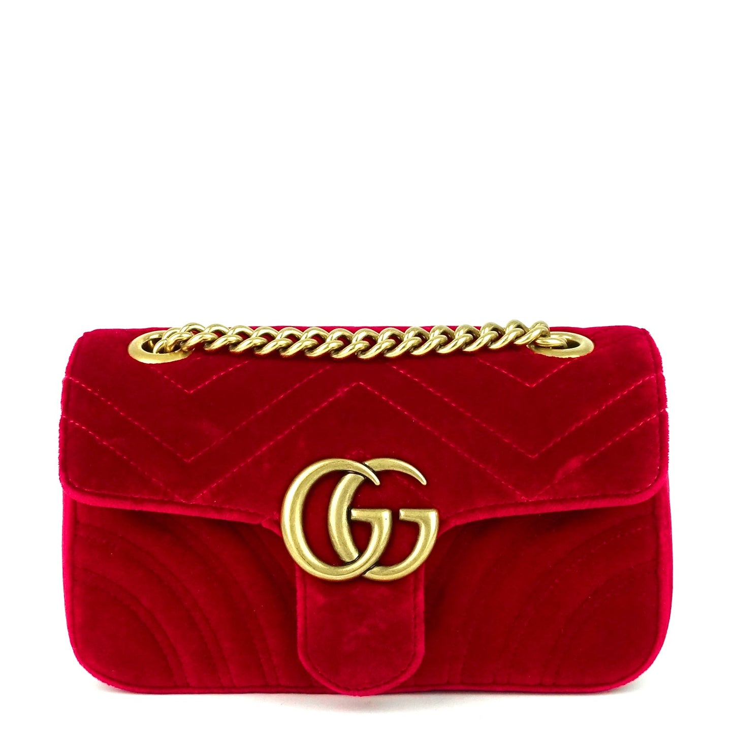 Gucci GG Marmont Mini Chevron Velvet Bag