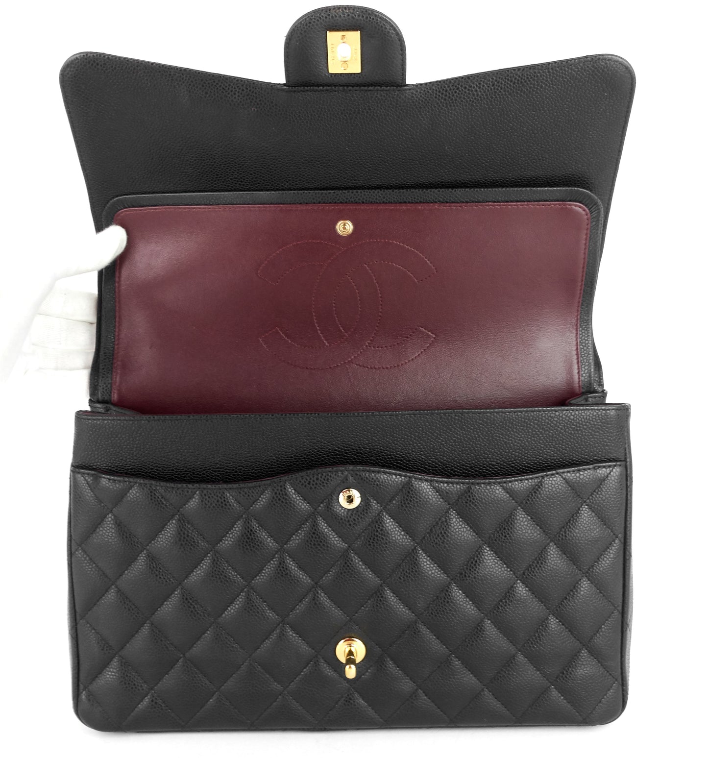 Chanel Double Flap Quilted Caviar Leather Bag