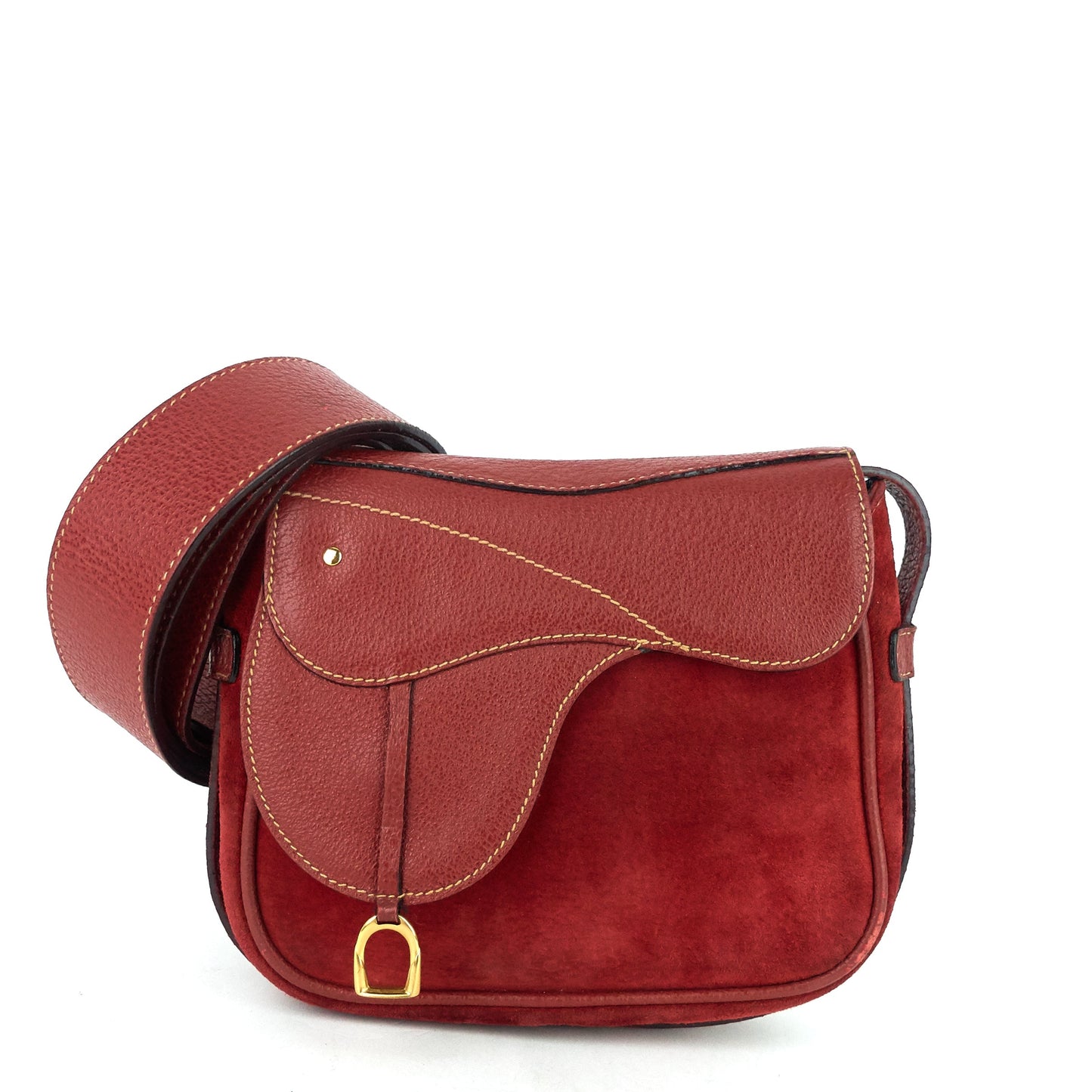 Gucci Saddle Flap Suede Shoulder/Belt Bag