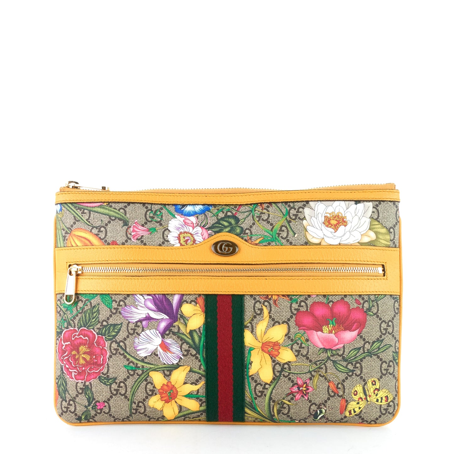 Gucci Ophidia Floral GG Supreme Large Clutch Bag