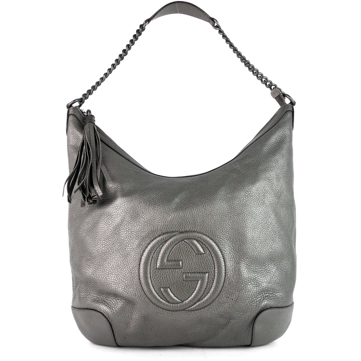 Gucci Soho Chain Pebbled Calf Leather Hobo Bag