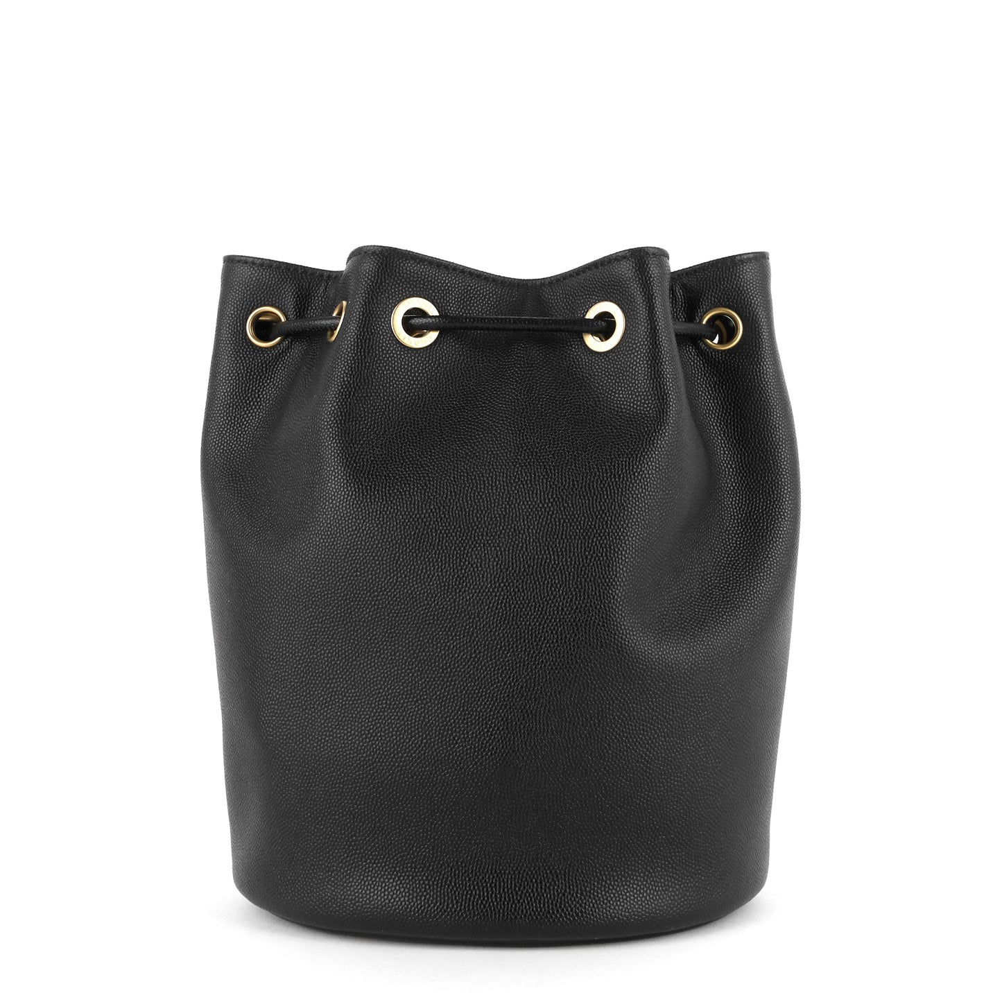 Chanel Deauville Drawstring Studded Caviar Bucket Bag