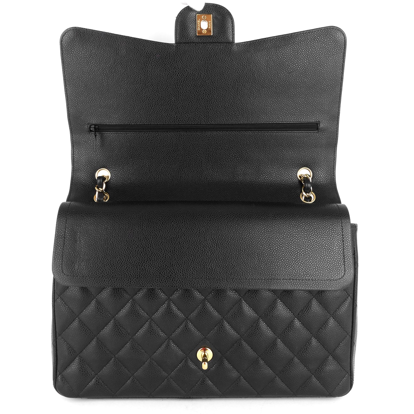 Chanel Double Flap Quilted Caviar Leather Bag