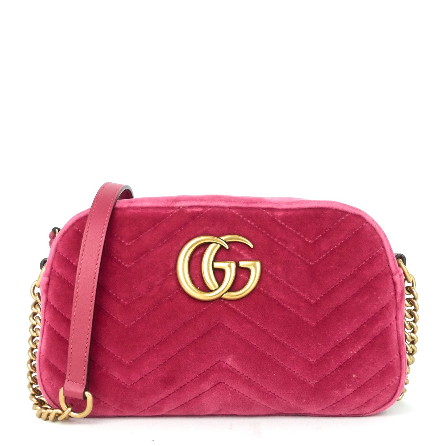 Gucci Marmont 2.0 Fuchsia Velvet Shoulder Bag
