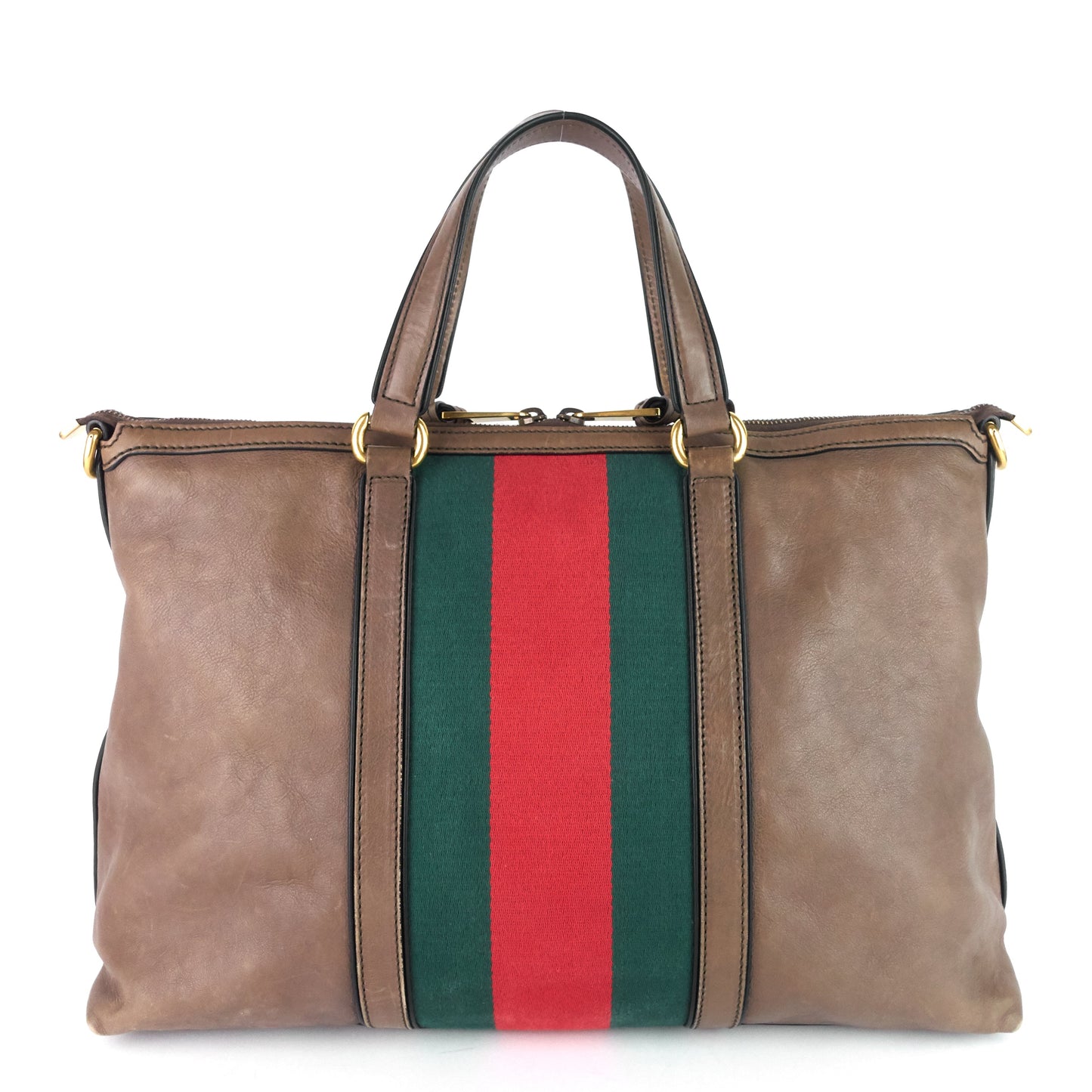 Gucci Raina Web Top Handle Medium Leather Bag