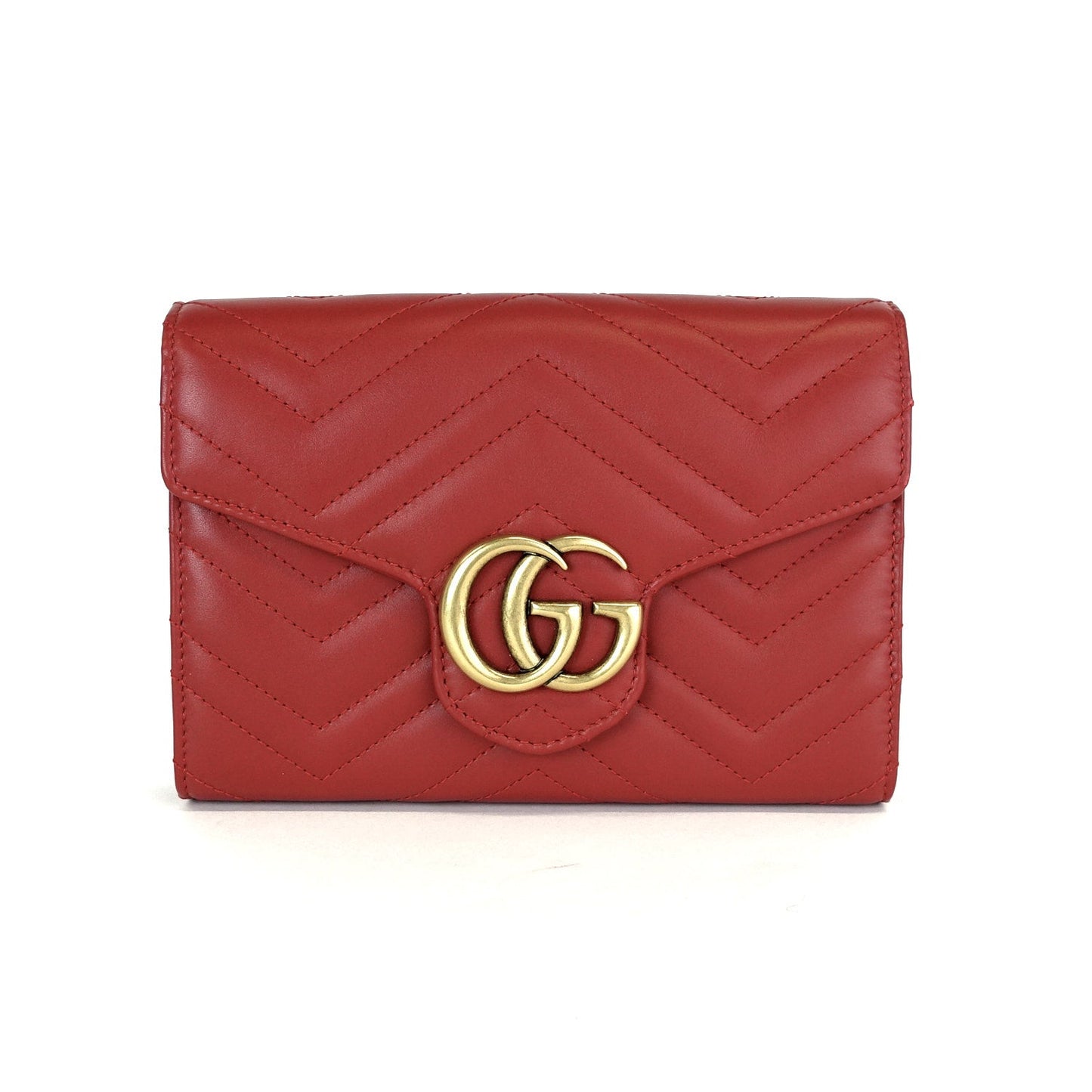 Gucci Marmont Matelasse Chevron Leather Wallet on Chain