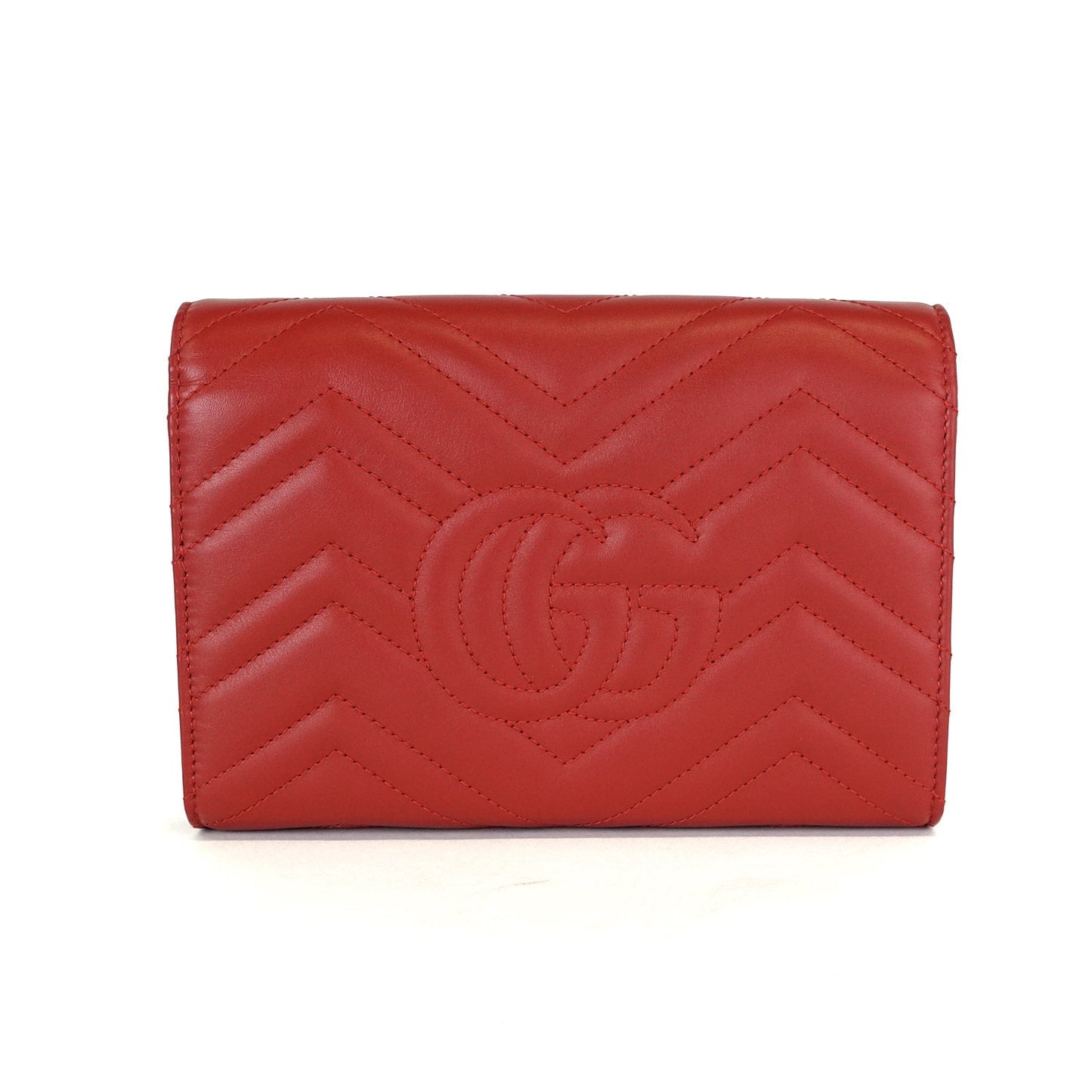 Gucci Marmont Matelasse Chevron Leather Wallet on Chain