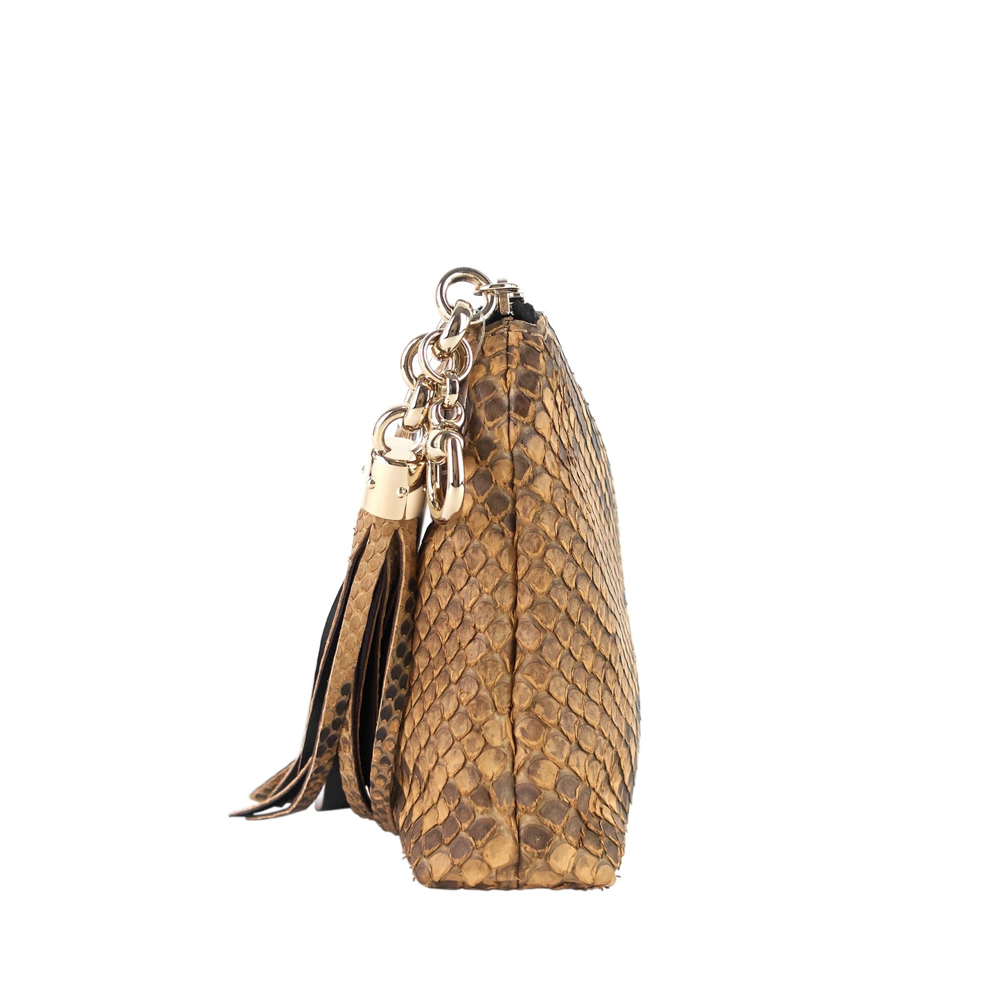 Gucci Zipped Python Leather Clutch Bag