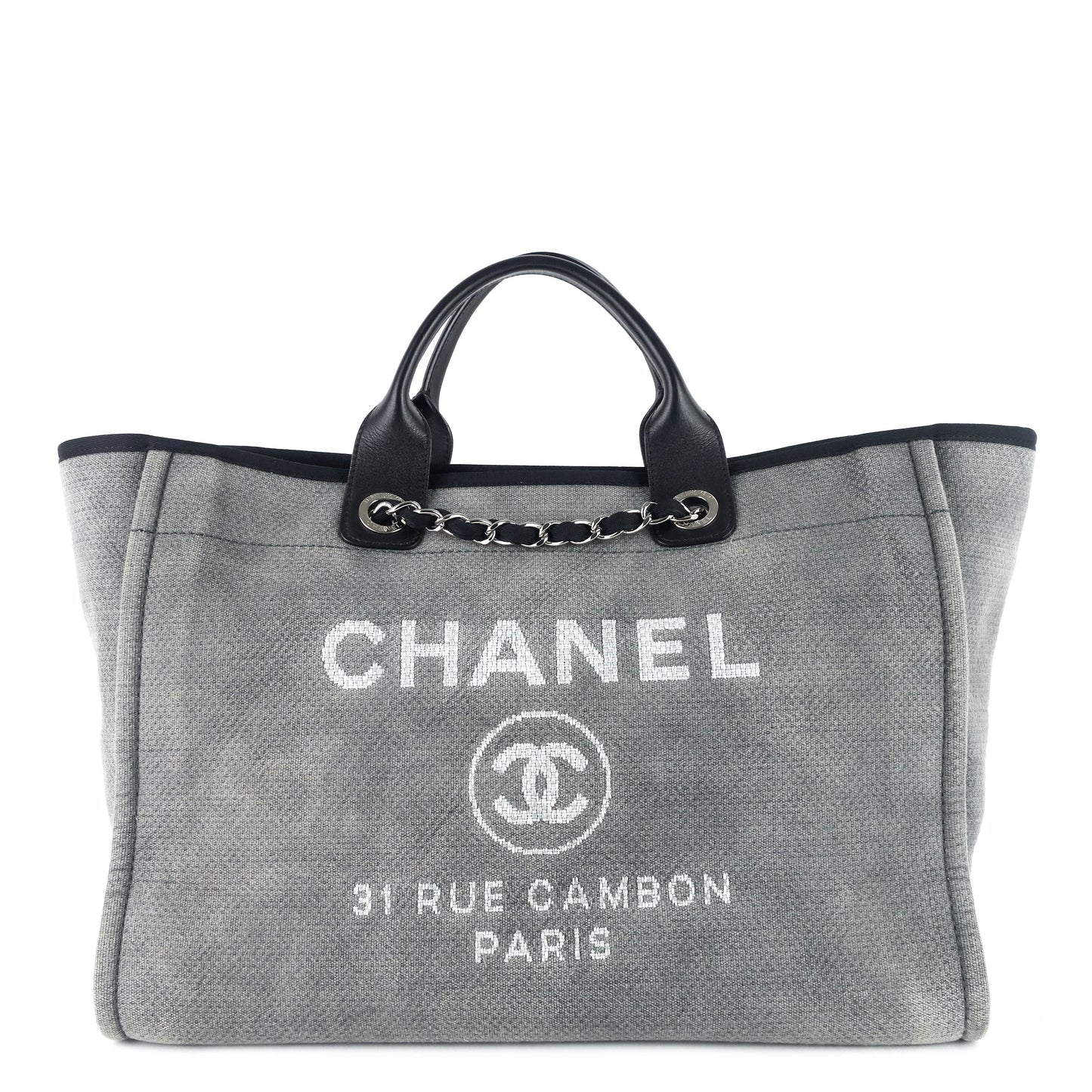 Chanel Deauville Medium Canvas Shopping Tote Bag
