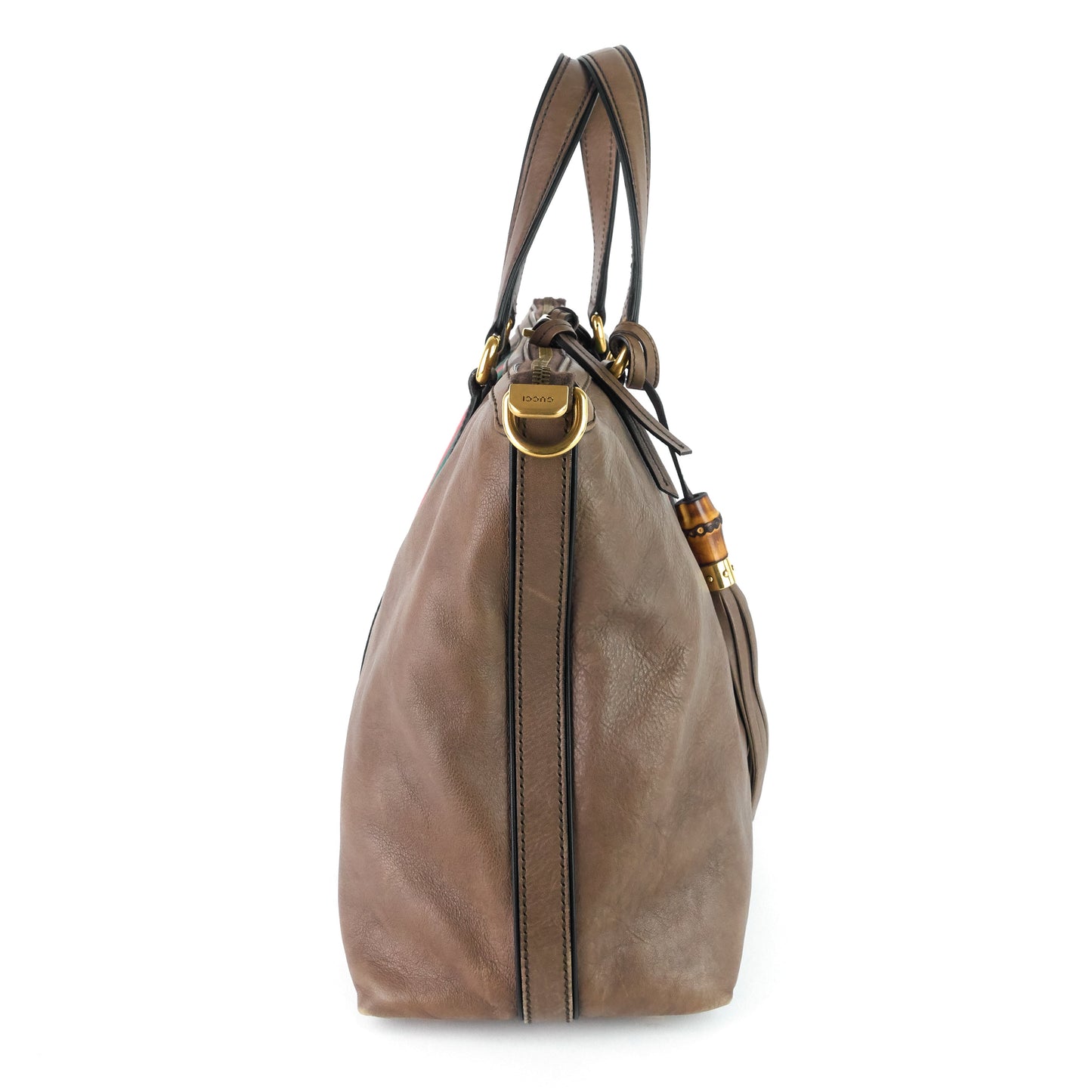 Gucci Raina Web Top Handle Medium Leather Bag