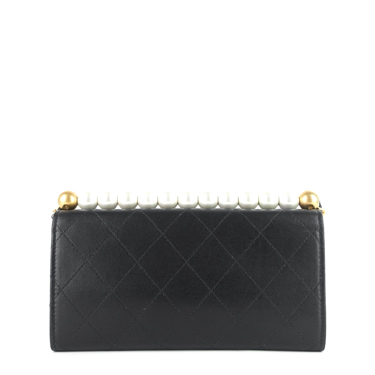 Chanel Chic Pearls Flap Goatskin Leather Clutch with Chain Bag