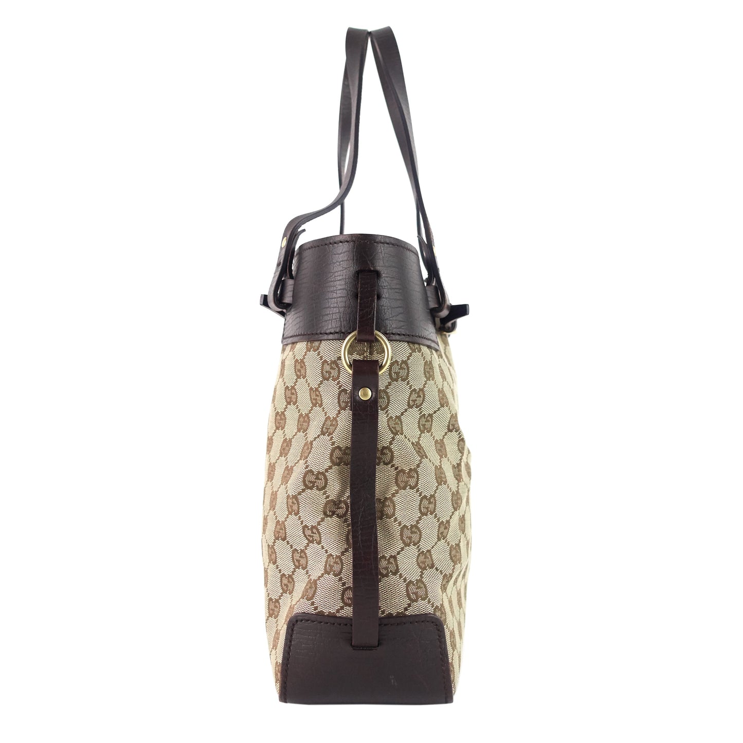 Gucci Ornamental Buckle Monogram Canvas Tote Bag