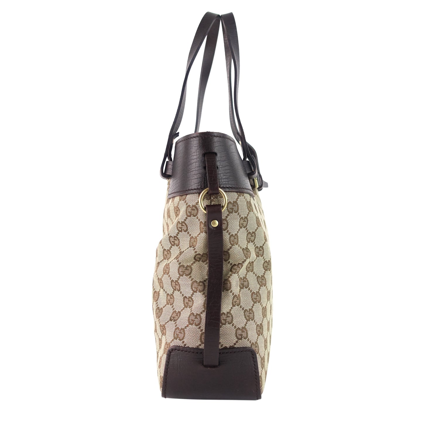Gucci Ornamental Buckle Monogram Canvas Tote Bag