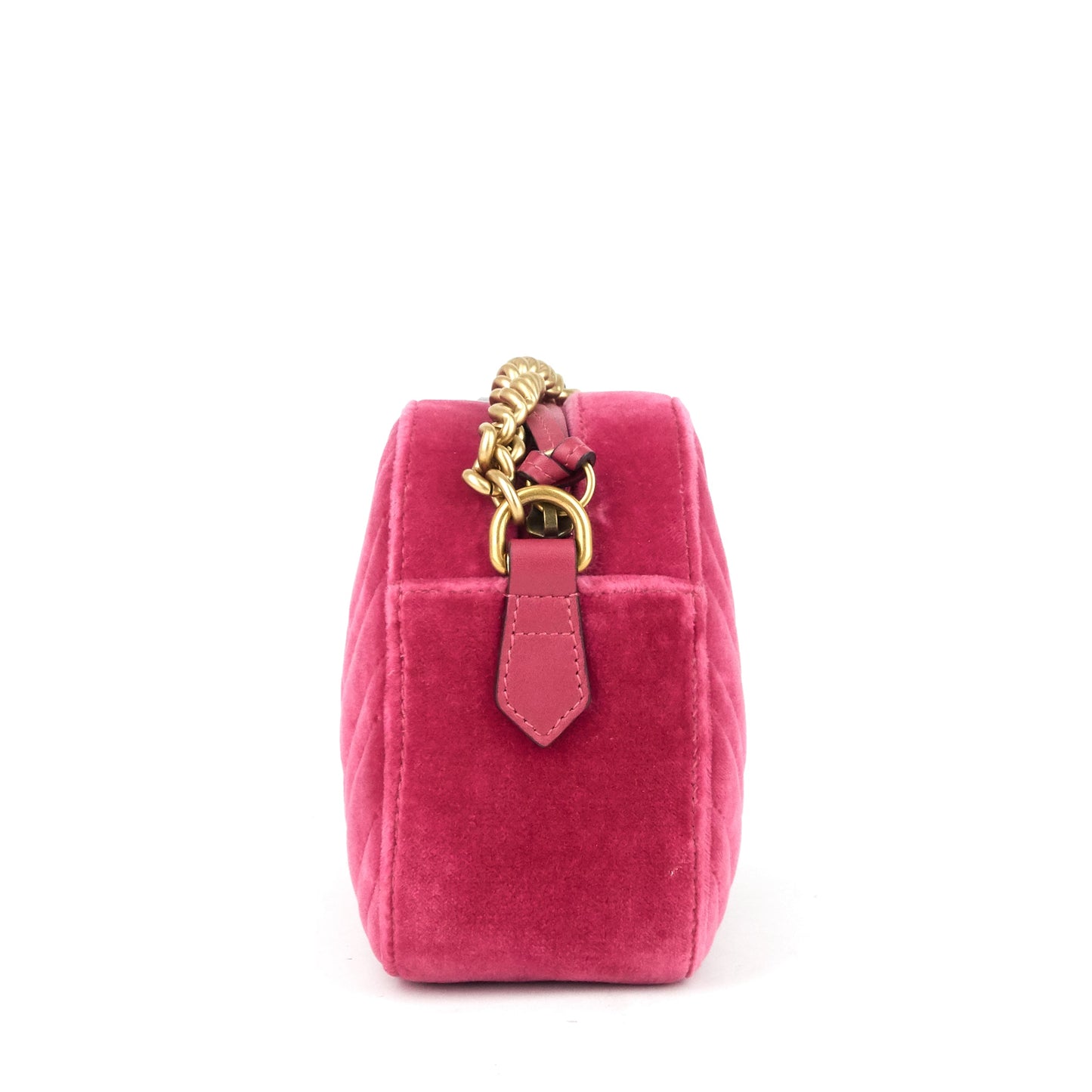Gucci Marmont 2.0 Fuchsia Velvet Shoulder Bag