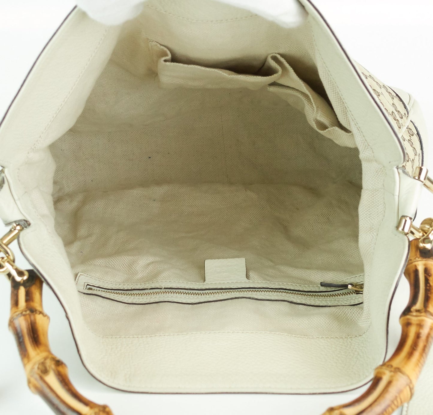 Gucci Diana Monogram Canvas Bamboo Handle Bag with Strap