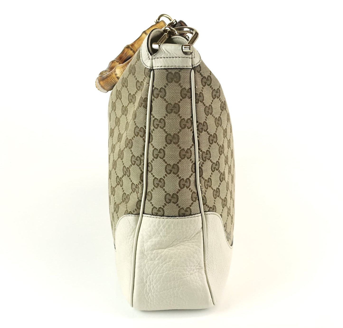 Gucci Diana Monogram Canvas Bamboo Handle Bag with Strap