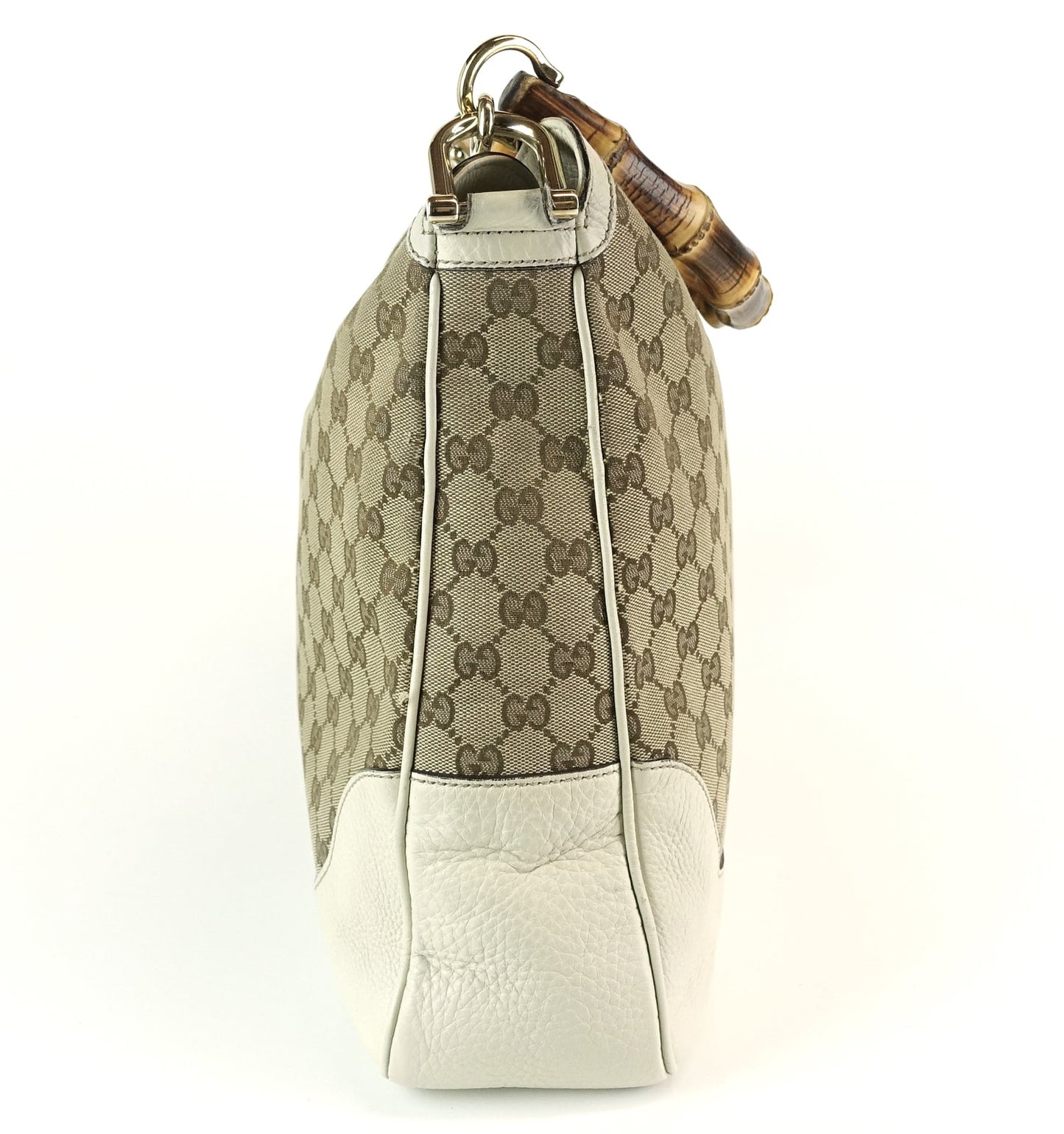 Gucci Diana Monogram Canvas Bamboo Handle Bag with Strap