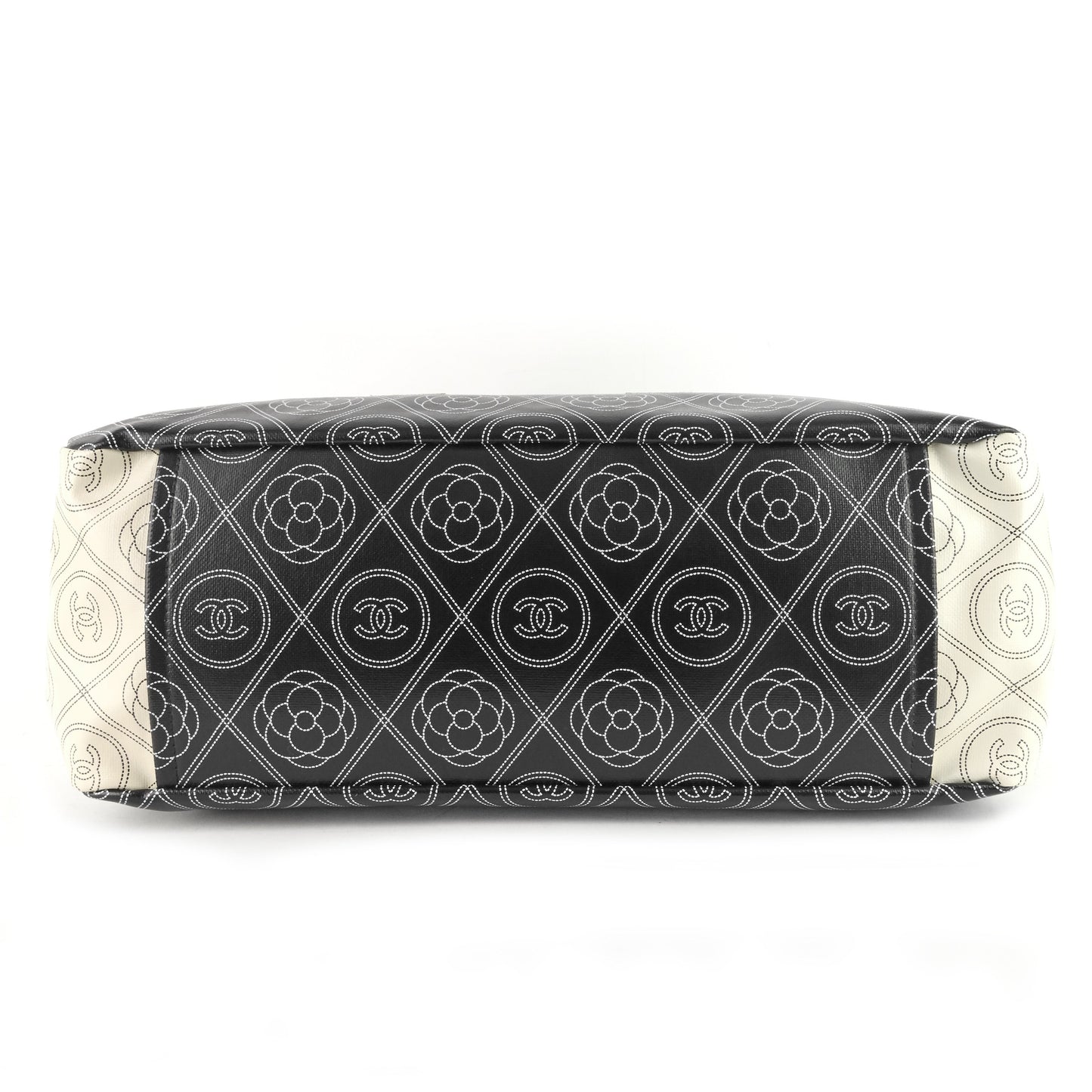 Chanel Coated Canvas Camellia Large Shopping Tote Bag
