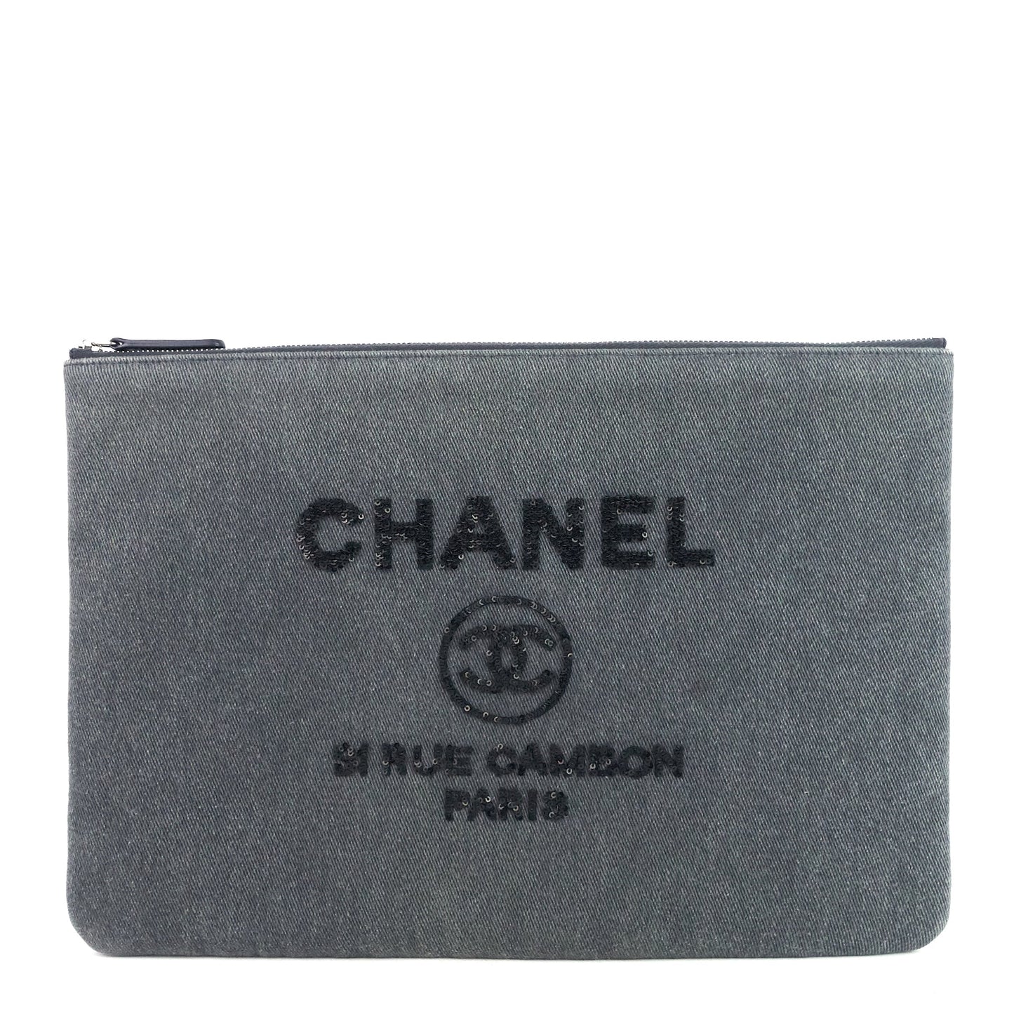 Chanel Deauville Denim O Case Sequin Clutch Bag