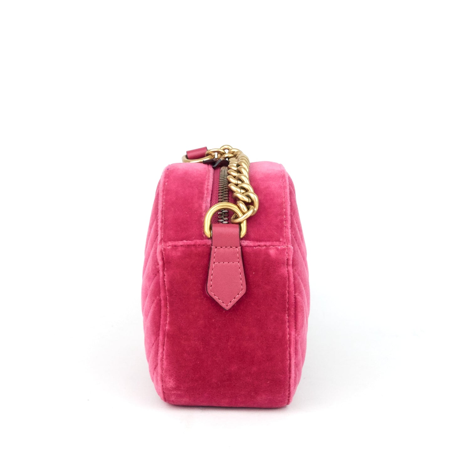 Gucci Marmont 2.0 Fuchsia Velvet Shoulder Bag