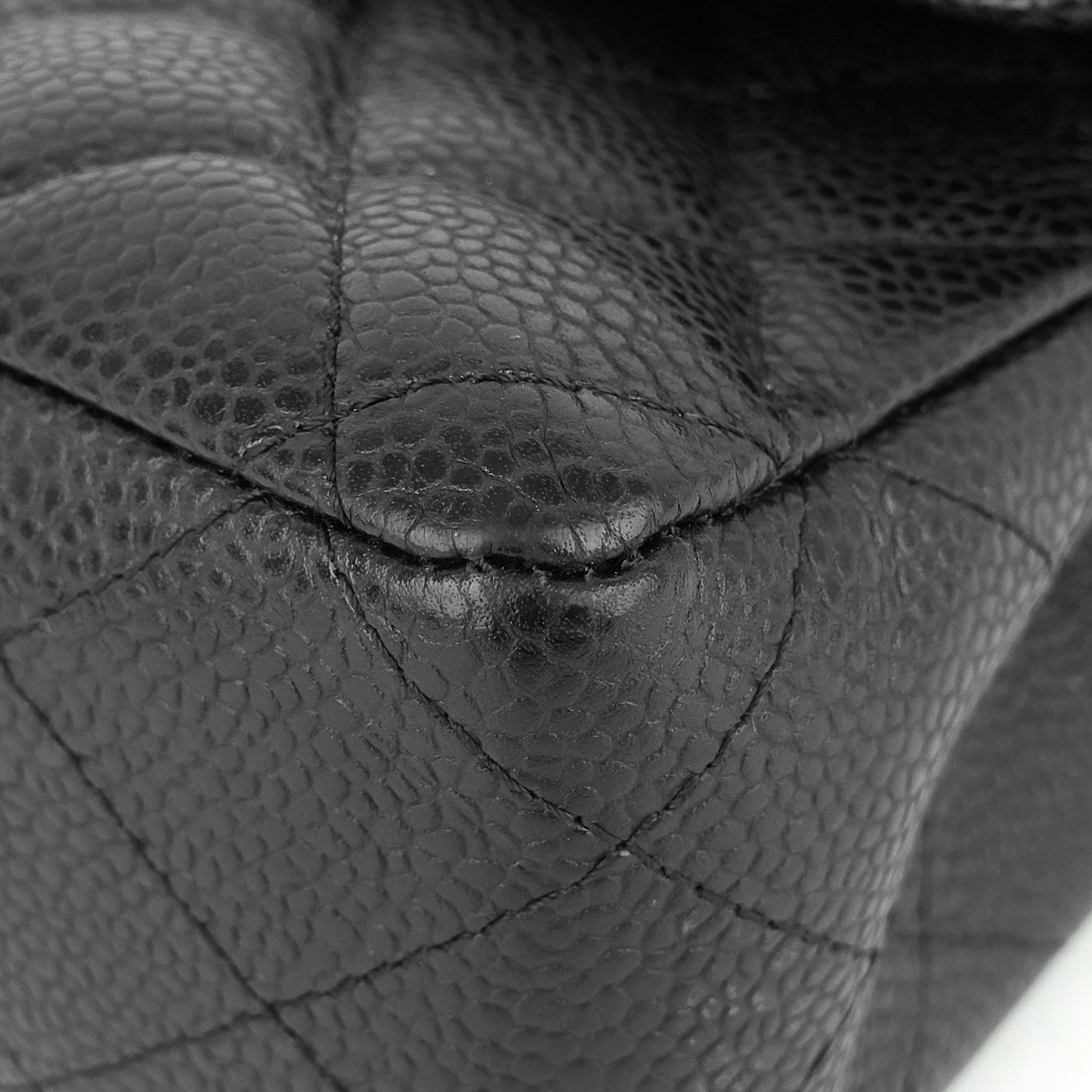 Chanel Double Flap Quilted Caviar Leather Bag
