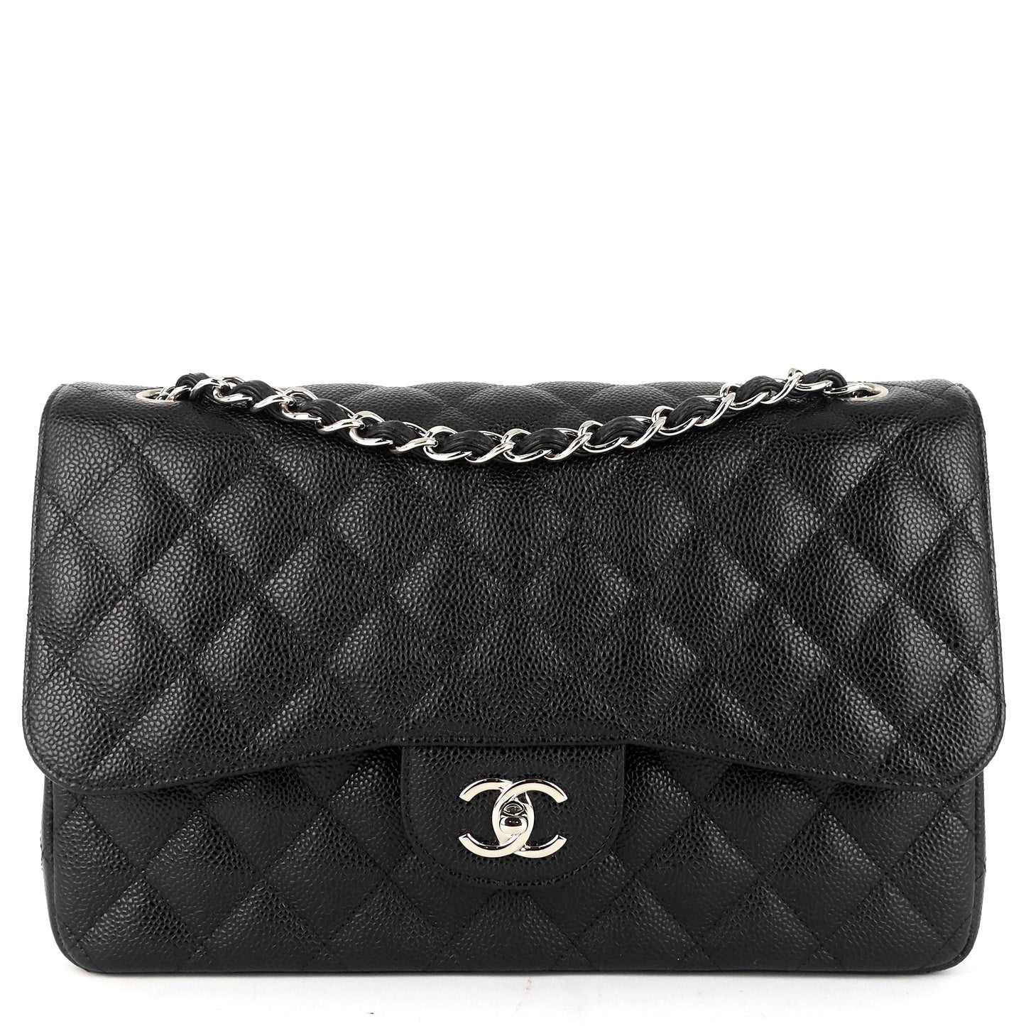 Chanel Double Flap Quilted Caviar Leather Bag
