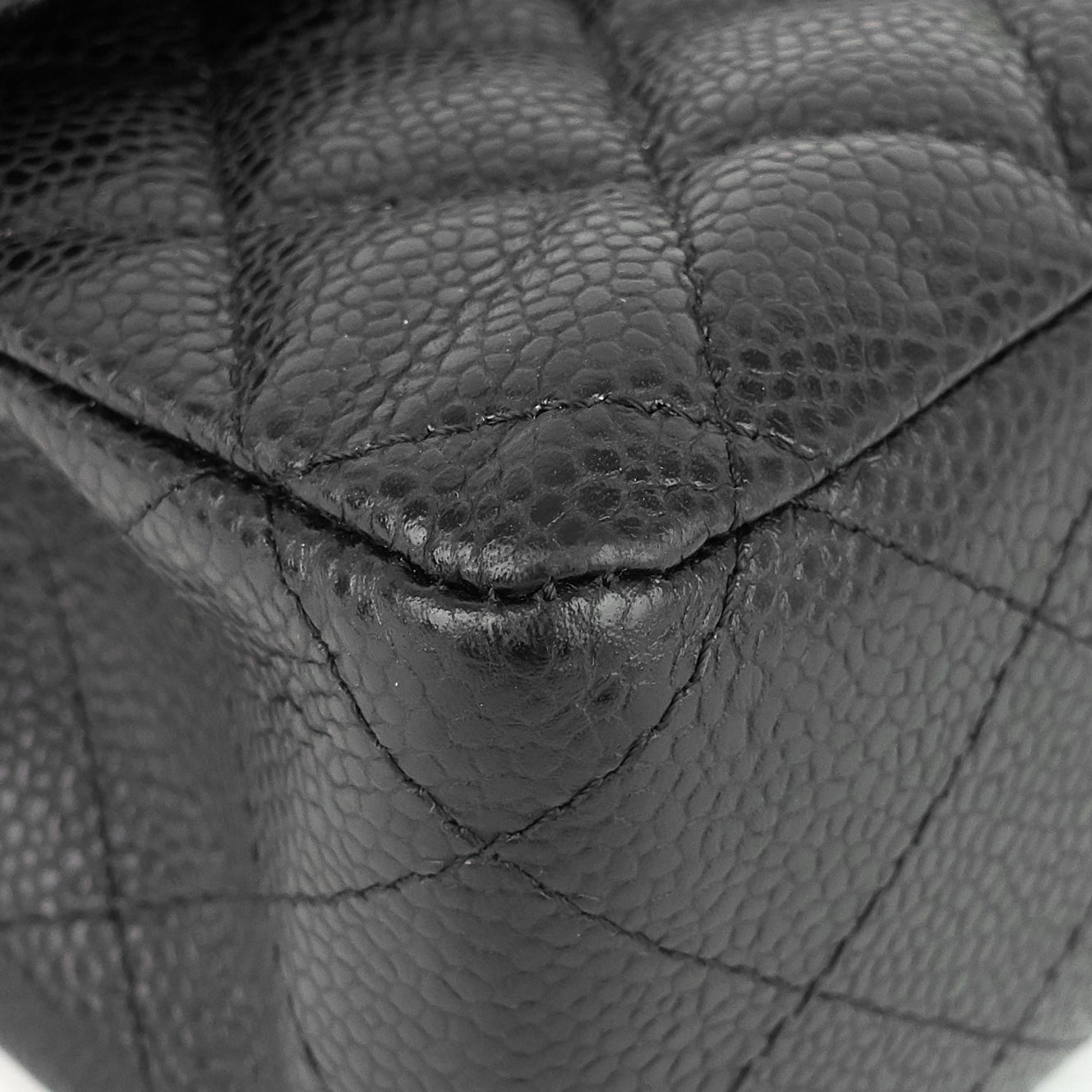 Chanel Double Flap Quilted Caviar Leather Bag