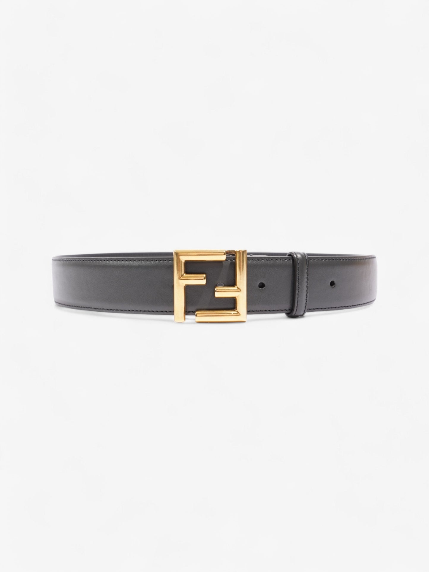 Fendi FF Motif Belt Dark Grey / Gold Leather 80cm / 32"