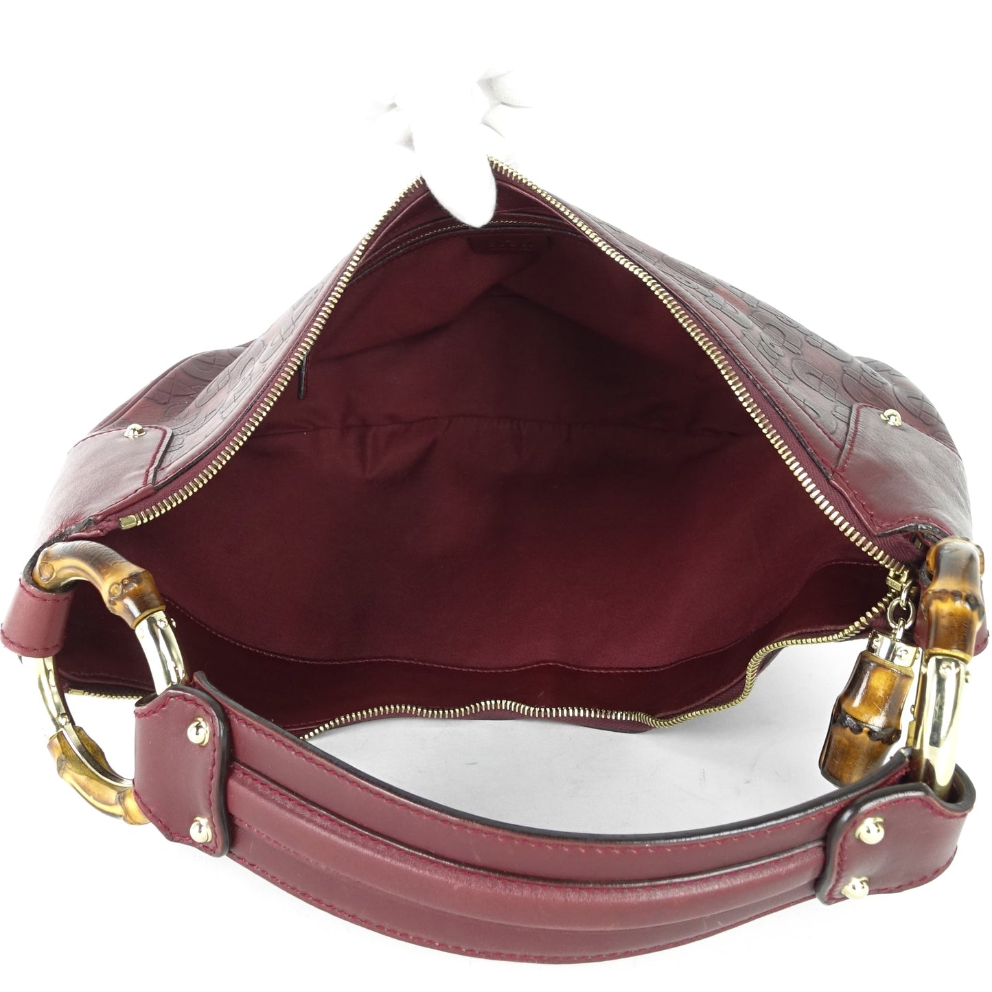 Gucci Bamboo Ring Embossed Leather Bag