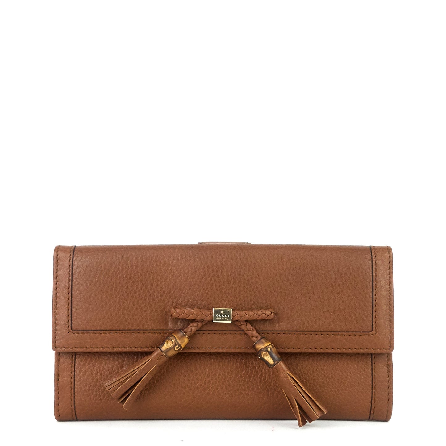 Gucci Pebbled Leather Bamboo Tassel Bella Continental Wallet