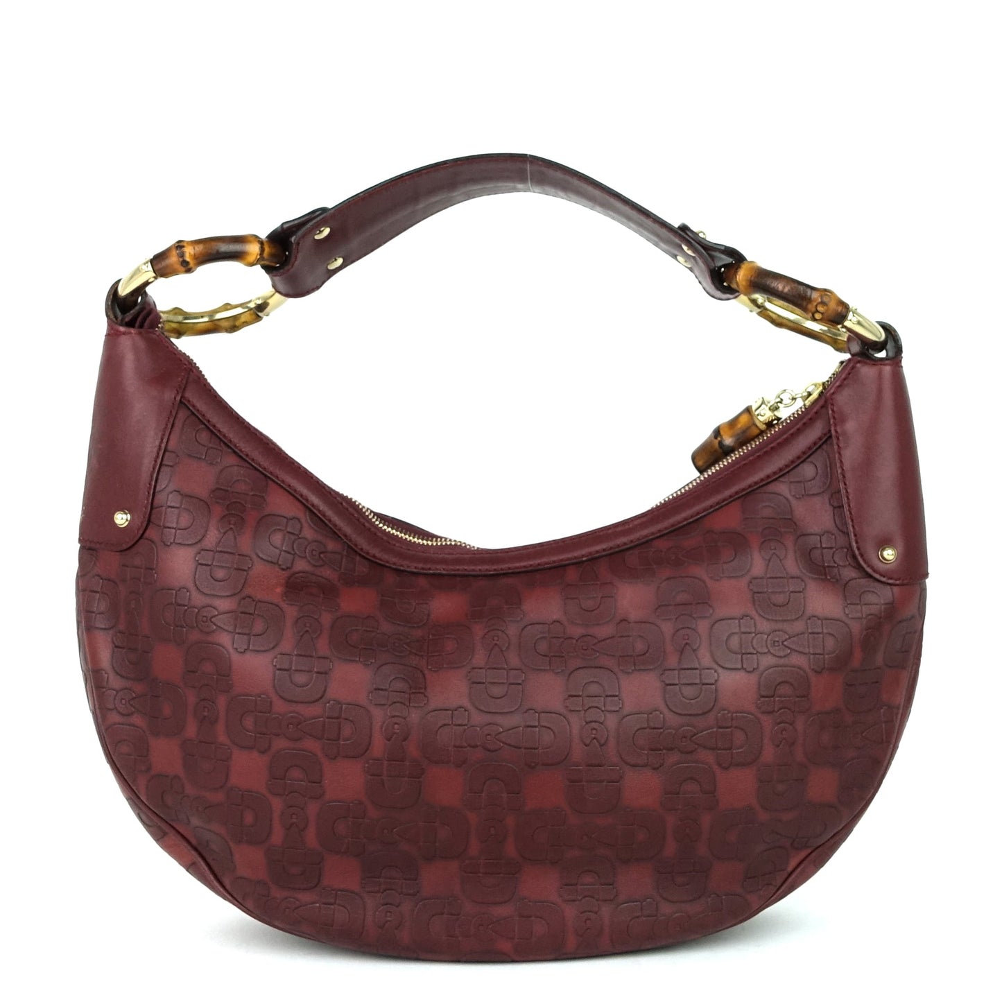 Gucci Bamboo Ring Embossed Leather Bag