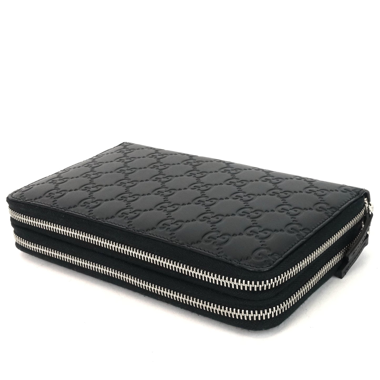 Gucci Monogram Leather Double Zip Travel Organizer Bag