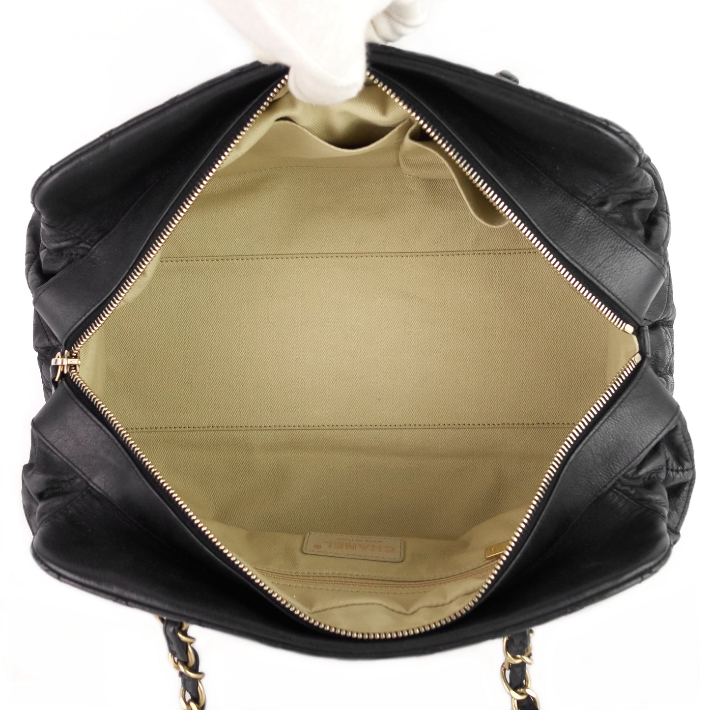 Chanel Chic Quilted Iridescent Calfskin Leather Bowling Bag