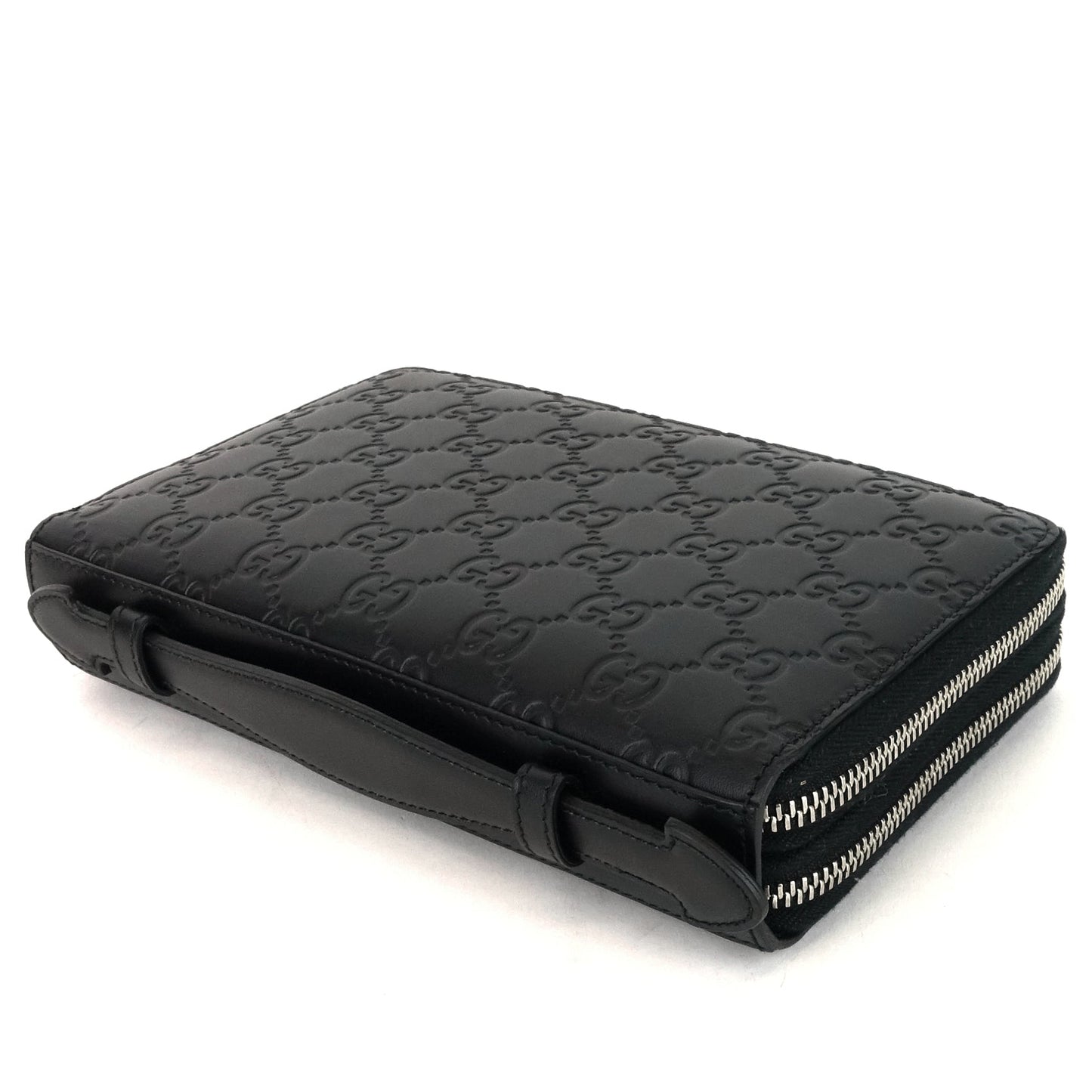 Gucci Monogram Leather Double Zip Travel Organizer Bag