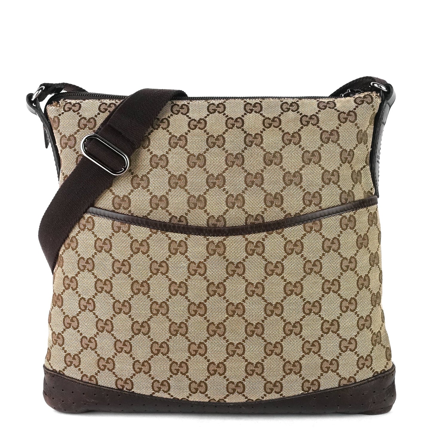 Gucci Monogram Canvas Perforated Messenger Bag