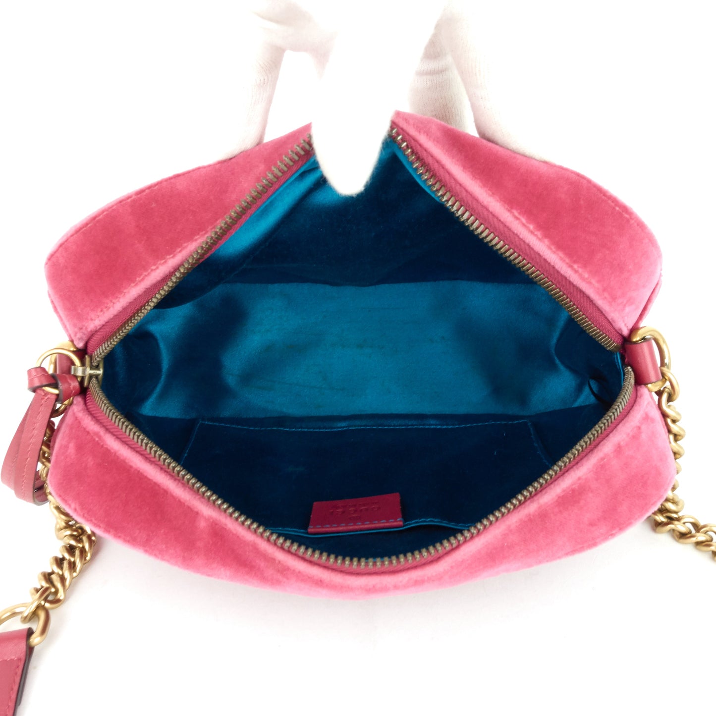 Gucci Marmont 2.0 Fuchsia Velvet Shoulder Bag
