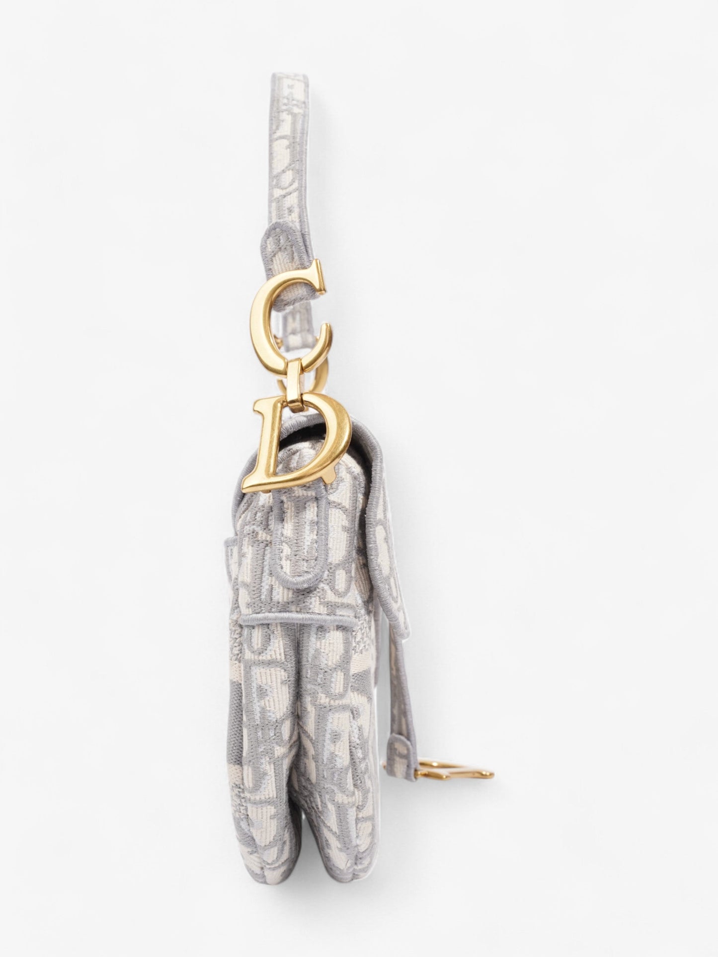 Christian Dior Saddle Bag with Strap Grey Oblique Canvas