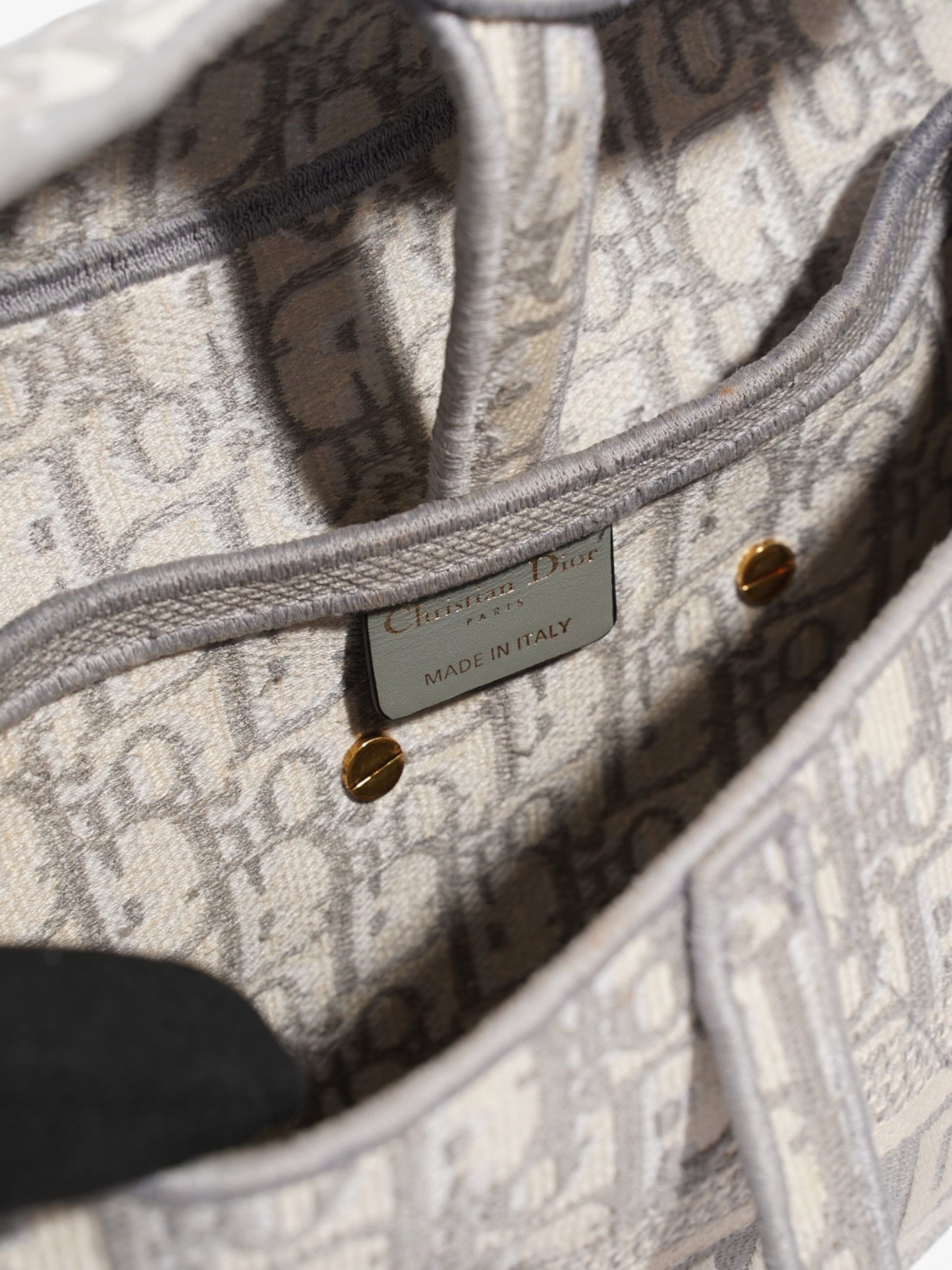Christian Dior Saddle Bag with Strap Grey Oblique Canvas
