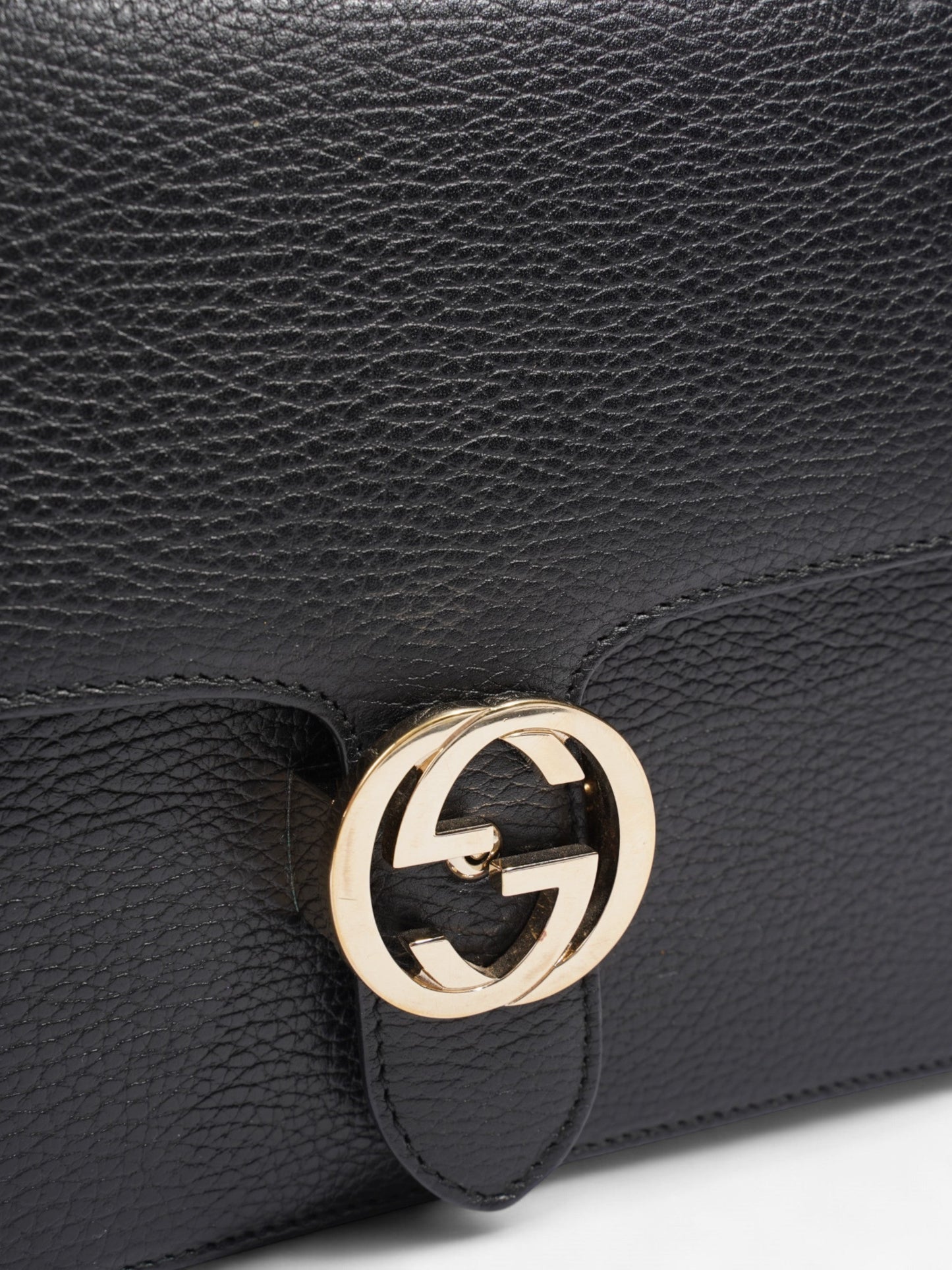 Gucci Dollar Interlocking G Black Calfskin Leather Medium