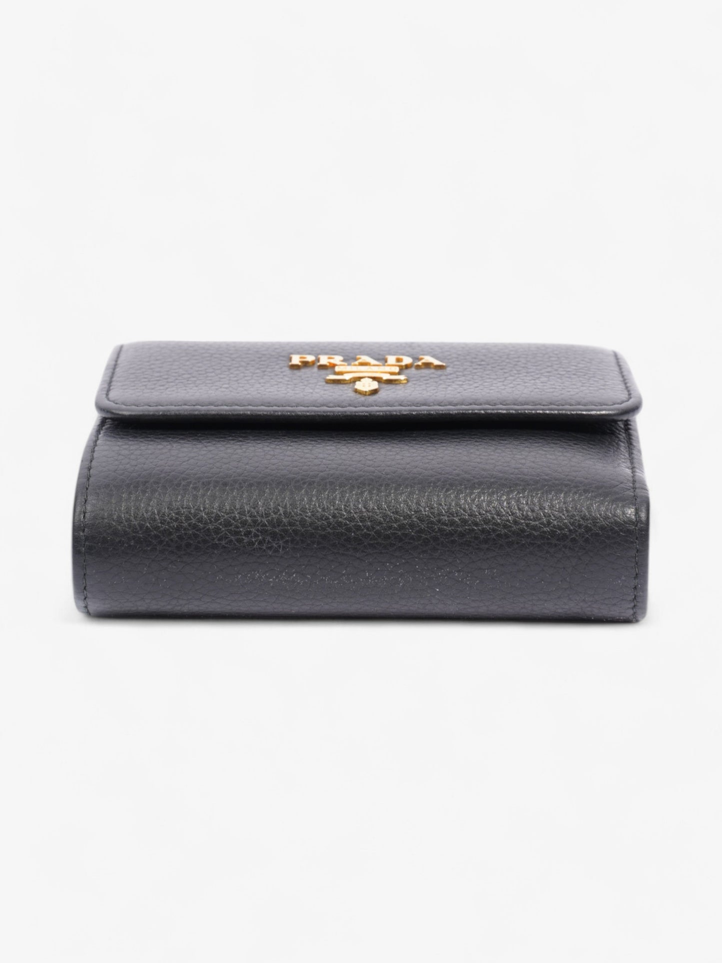 Prada Logo Wallet Black / Gold Saffiano Leather