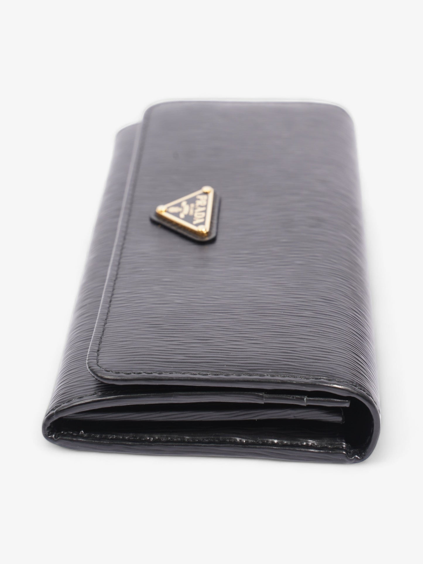 Prada Flap Continental Wallet Black Saffiano Leather