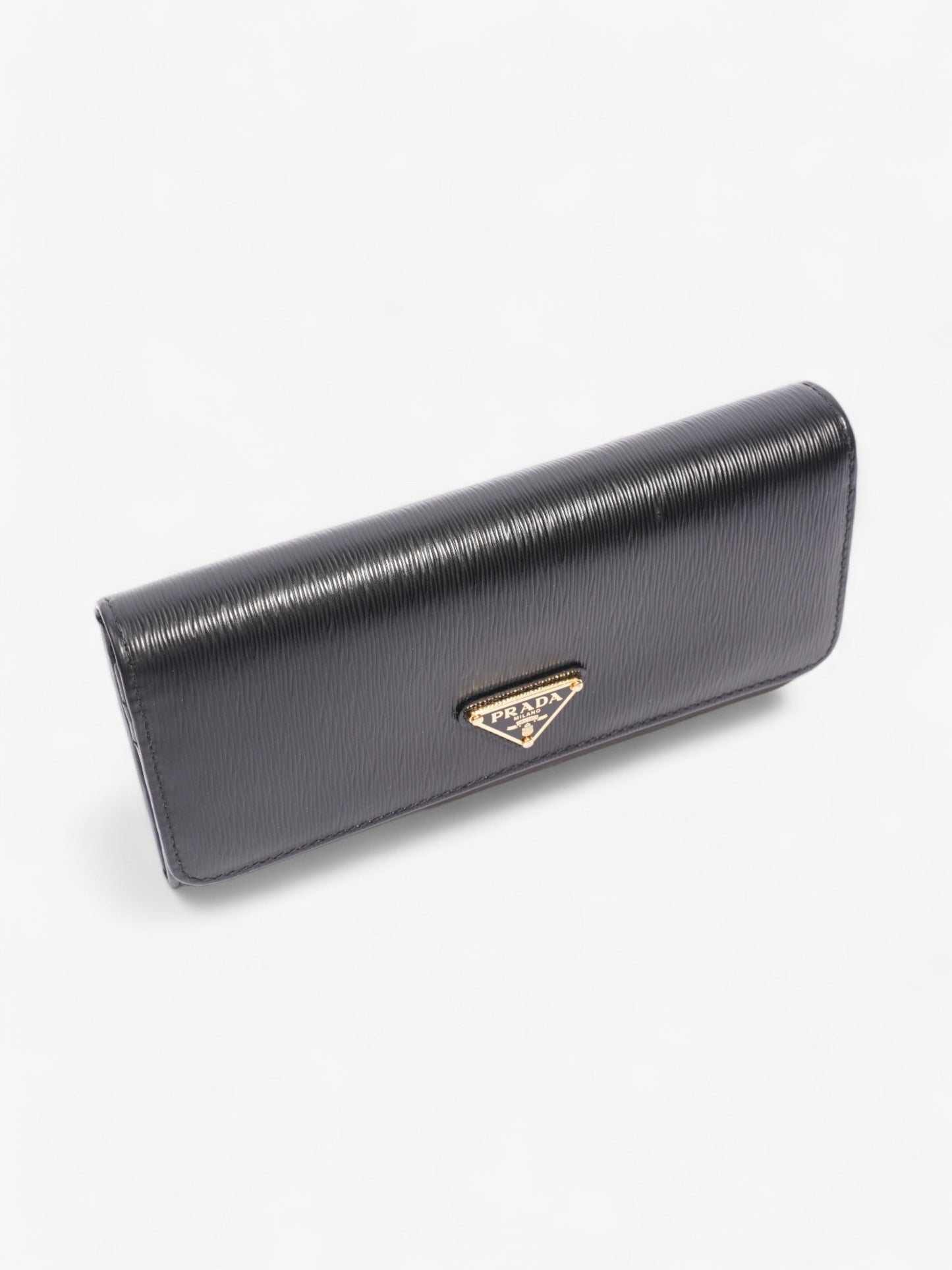 Prada Flap Continental Wallet Black Saffiano Leather