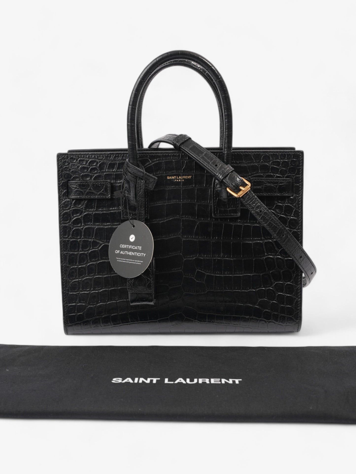 Saint Laurent Sac De Jour Black Embossed Leather Baby