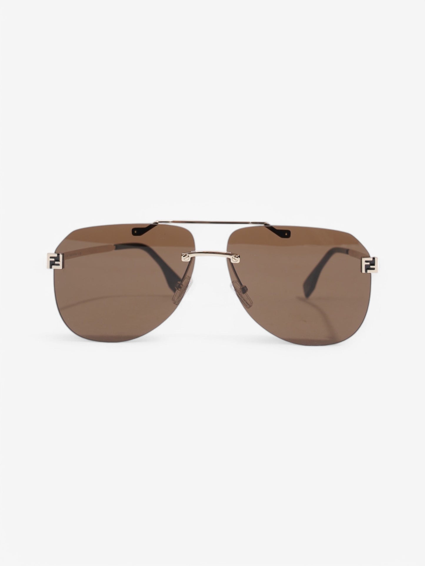 Fendi FF Aviator Sunglasses Black / Light Gold Acetate 145mm
