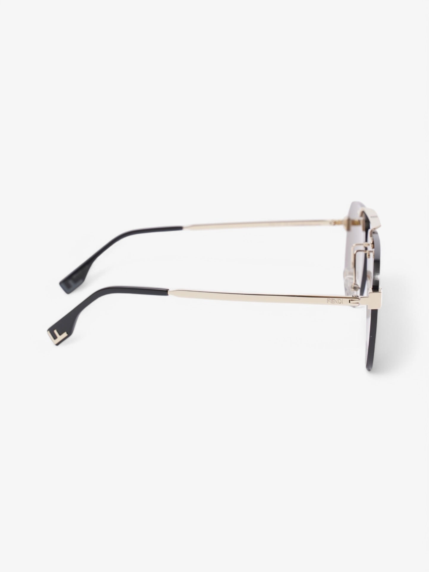Fendi FF Aviator Sunglasses Black / Light Gold Acetate 145mm