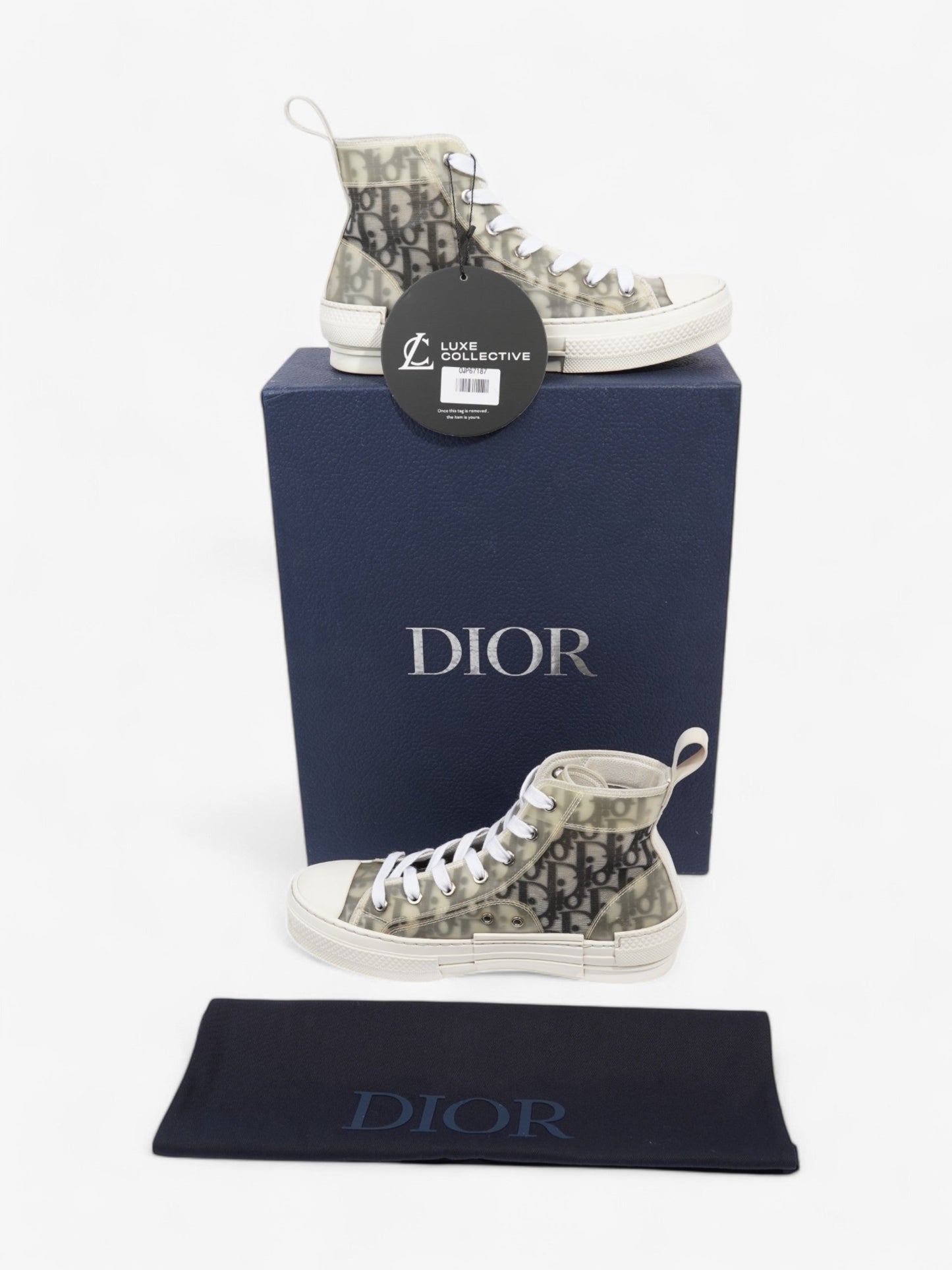 Christian Dior B23 High-tops White / Grey Oblique Mesh EU 37.5 UK 4.5